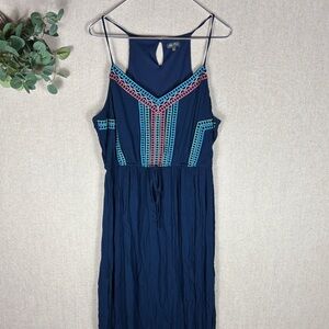 Lily Rose > Navy Blue Sleeveless Maxi Dress with Embroidered Details XL